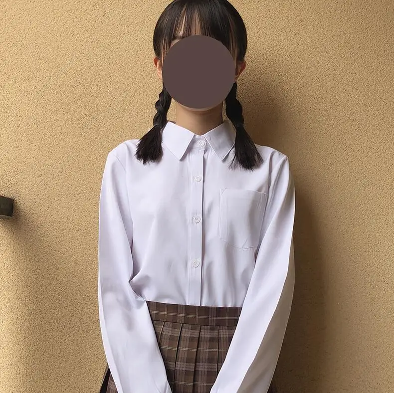 Японская школьная форма JK с заостренным круглым воротником, школьная форма для студенток, французская блузка с острым воротником, форменная рубашка, топы JKA4