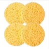 10 PCs Natural Wood Fiber Round Yellow 8cm Dia Face Wash Cleansing Sponge Makeup Tools Accessories 3