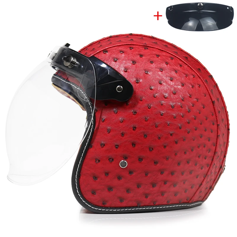 Модные шлемы из искусственной кожи 3/4 мотоциклетный шлем для мотоцикла чоппера с открытым лицом винтажный мотоциклетный шлем с Закрытая маска - Цвет: c8