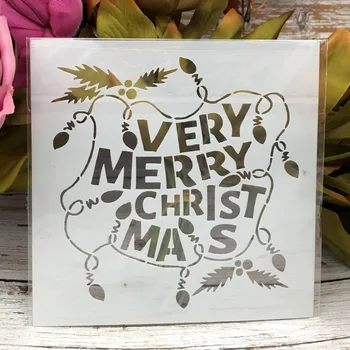 

5" New Very Merry Christmas DIY Layering Stencils Wall Painting Scrapbook Embossing Album Decorative Paper Card Template