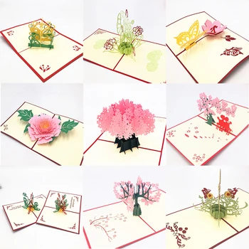 

10Pcs Invitation Greeting Cards Love 3D Cards Valentines Day Gift Postcard with Envelope Stickers Wedding Anniversary for Her