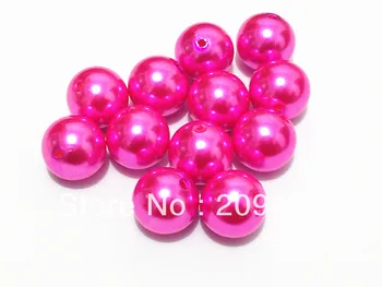 

20mm 100pcs/lot Rose Pink Chunky Round Imitation Pearl Acrylic Beads For Kids Jewelry Making