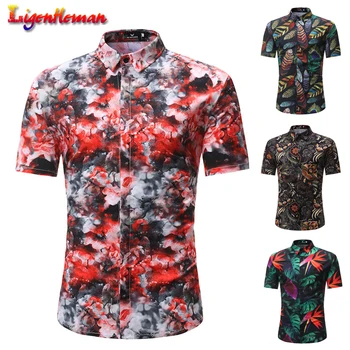 

Summer Style Men Shirt Palm Tree Print Beach Hawaiian Shirt Men Casual Short Sleeve Hawaii Shirt Chemise Homme Asian Size 3XL