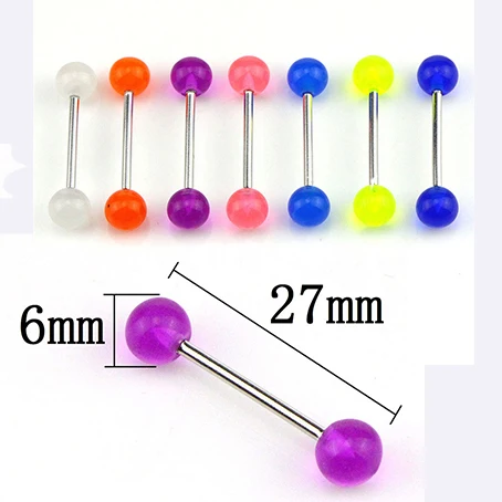 

7PCS/Set Glow In The Dark Luminous Barbell Tongue Rings Body Piercing Jewelry Flexible VU Nipple Bar Rings Barbell