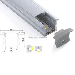 100x2 м комплектов/лот 23 мм широкий алюминиевый led экструзии жилья с фланцем и встраиваемый настенный алюминиевый профиль для светодиодный