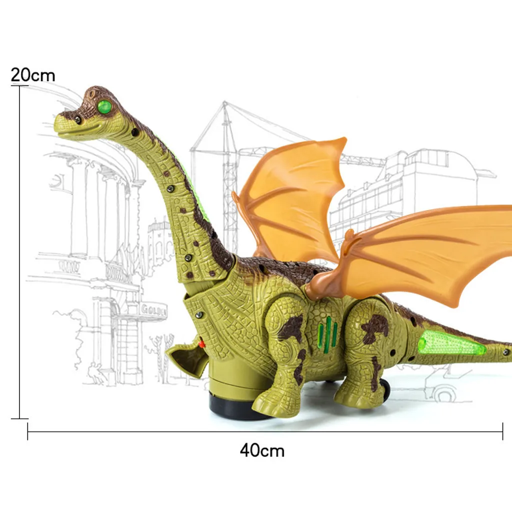 Брахиозавр T-Rex Dinosaur Рисунок Модель игрушки с огнями и индукциираздвижные милые игрушки Детские Рождественский подарок весело, мило