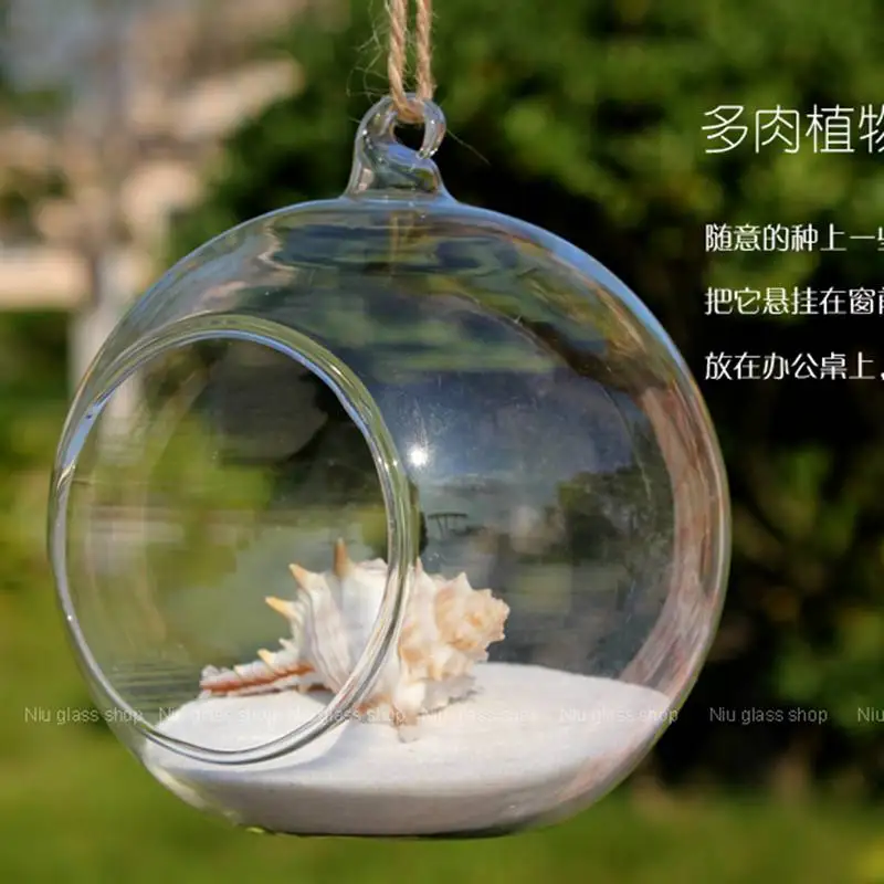 Round Glass 6/8/10 cm Vase Terrarium Vase Flower Pots Hanging Glass Candle Modern Wedding Floor Air Planter Candlestick
