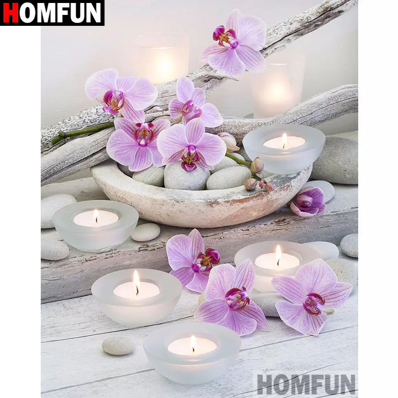 Алмазная 5D Вышивка HOMFUN A17091 картина Цветочный камень полная выкладка круглая для