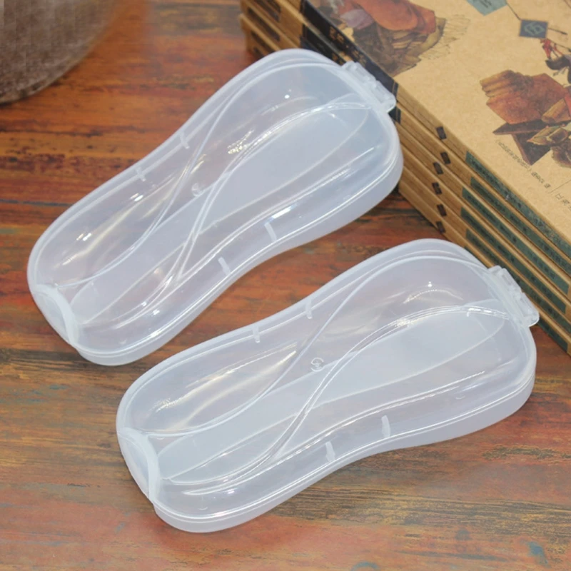 Cuillère fourchette voyage vaisselle | Couverts pour enfants, Portable boîte en plastique épais cuillère en plastique, fourchette voyage Transparent vaisselle boîte de rangement étui organisateur