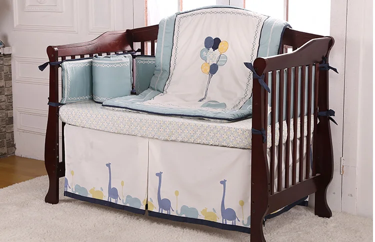  9Pc Crib Infant Room Kids Baby Bedroom Set Nursery Bedding Elephantl cot bedding set for newborn ba - 32850724701