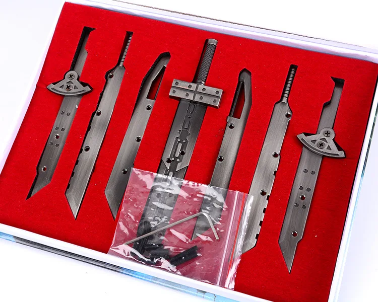 

7PCS/set Japan Anime Final Fantasy Blade toys Sword 7 FF7 Assembly Combination Knife Weapon Accessories