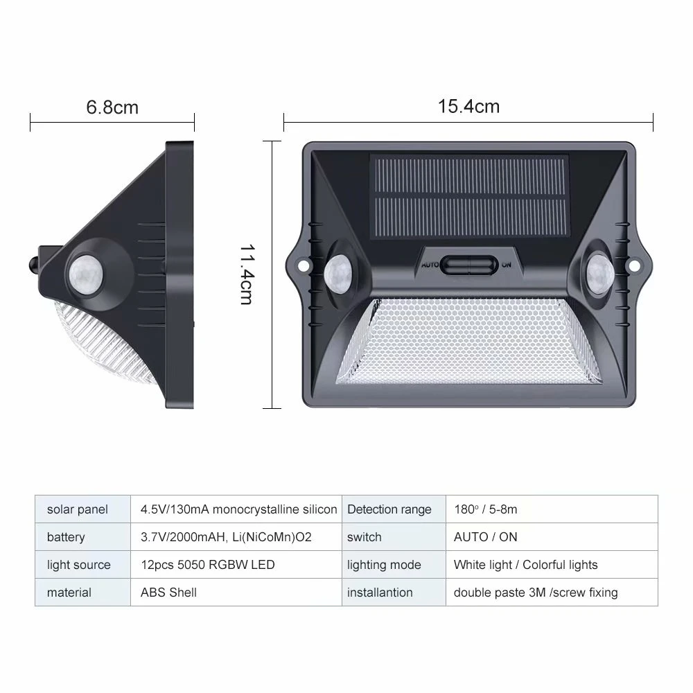 Уличный светильник на солнечной батарее с двойным PIR датчиком движения, лампа на солнечной батарее, настенный светильник с датчиком 180 градусов, светодиодный водонепроницаемый садовый светильник на солнечной батарее
