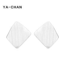 

YA-CHAN New Simple 925 Sterling Silver Stud Earrings For Women Fashion Square Geometric Simple Earring Fine Jewelry Girls