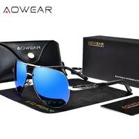 AOWEAR Aviation lunettes de soleil polarisées hommes en aluminium conduite miroir lunettes de soleil mâle marque concepteur rétro lunettes accessoires gafas 1