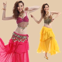 3pcs set professional Belly dance costume set Indian dancing wear top bra belt skirt