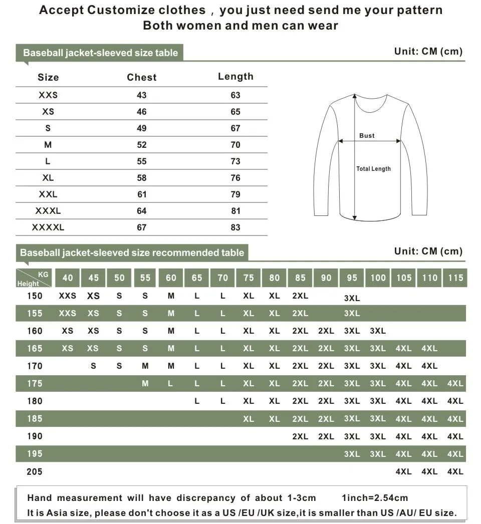 Jacket size chart