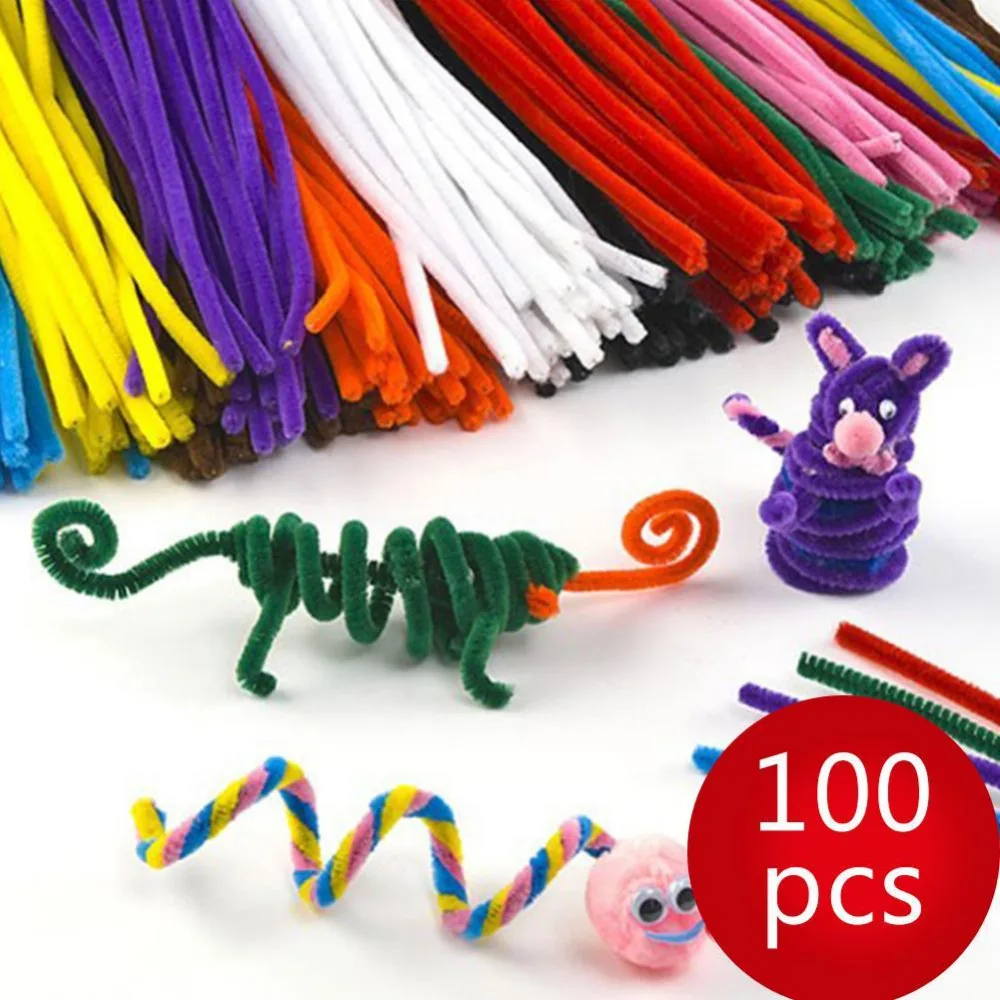 Color & Shape 100 Pcs/set educational toy Sticks For Craft Children Educational Kid Pipe Stems Craft Creative fun Games DIY Toys