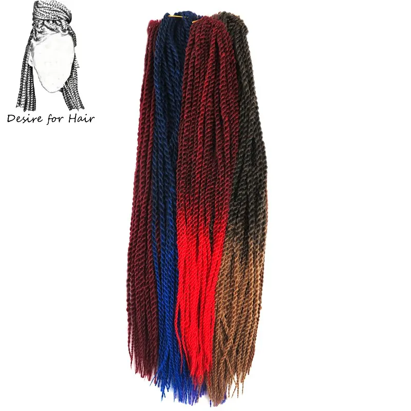 

Desire for hair 18-22inch 30strands senegalese twist hair crochet braids synthetic braiding hair extensions grey purple burgundy
