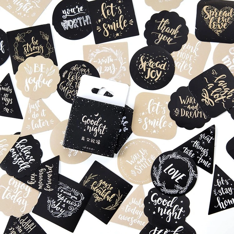 45 pcs vintage paper handmade photos decor stickers black