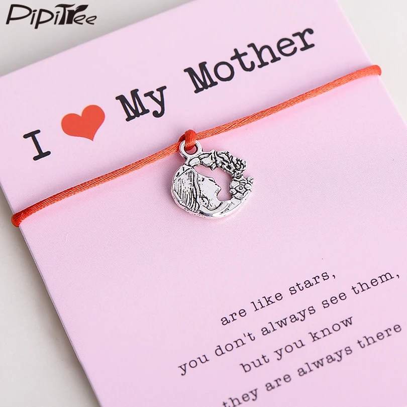 Браслеты Pipitree I Love My Mother украшения для детей 17 цветов подвеска талисман с красной