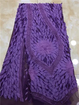 

African Lace Fabric 2019 High Quality Lace Embroidery Fabric With 3d Flower French Lace Fabric with bead BK002