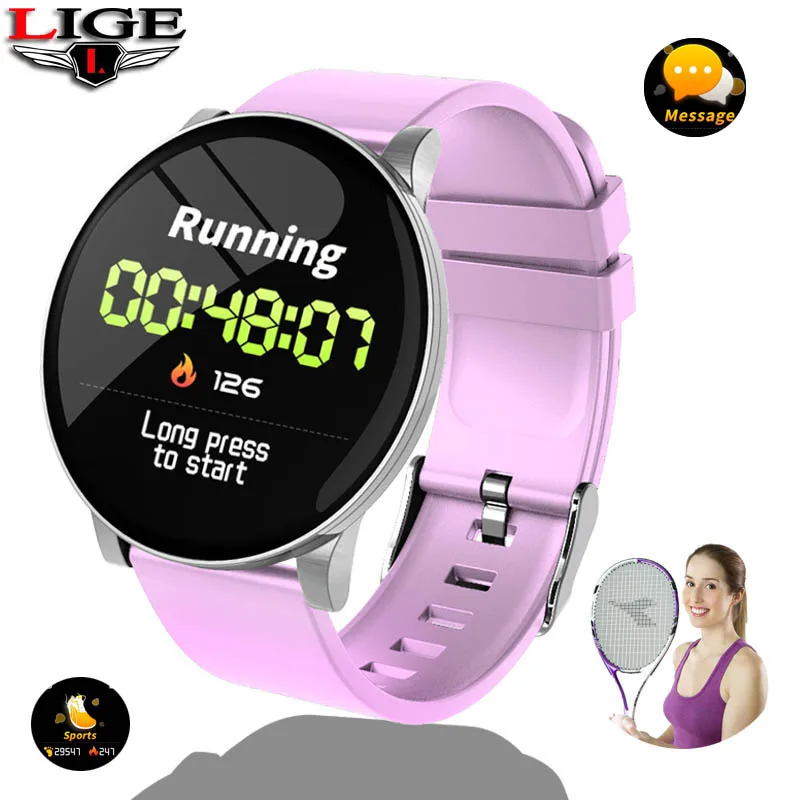 

LIGE Sport Smart Bracelet Men Smart Wristwatch Blood Pressure Heart Rate Monitor Fitness Tracker IP67 Waterproof Pedometer Watch