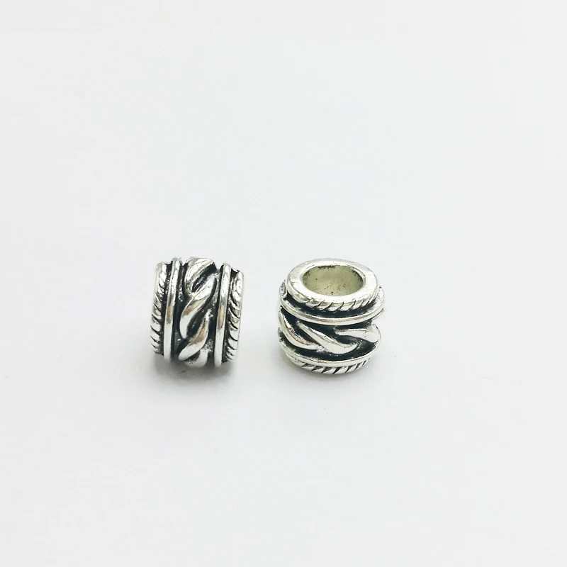 

30 PC 9*7mm Hole 5mm Antique Silver European beads For European Bracelets Big Hole Spacer Bead