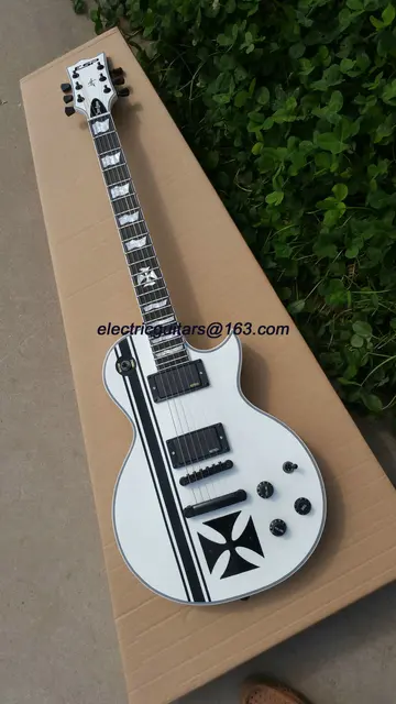 Cheap New Factory Custom Shop Ebony Fretboard White Metallica James Hetfield Iron Cross ESP Signature Electric Guitar Free Shipping