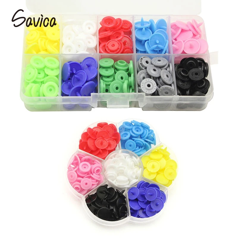 

Savica 1box/lot 12mm Combined Snap Buttons For Garment T5 Round Resin Fastener Button Baby Clothes Crafts Accessories LX686