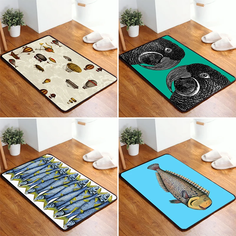 Kaufen Kreative Bad Matte Absorbiert Schlamm Fußmatte Nicht Slip Tür Matte Boden Schmutz Trapper Matten Eingang Teppich Menschliches Gesicht Tier Fisch pad