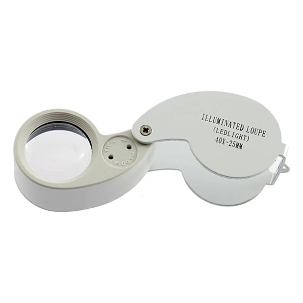 

1pcs Magnifying Loupe 40X 25mm 40X25mm 40 x 25 Jeweller LED Light Glass Magnifier wholesale Dropshipping New Drop ship