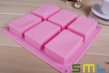 

wholesale 200pcs/sets 6 lattice rectangular pastry molds 100ml silicone cake bakeware mold soap moulds