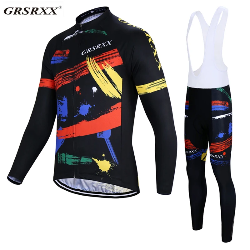 Bib Cycling Set GRSRXX бренд противоударный Велоспорт Комплект для велоспорта Костюмы с длинным рукавом Mountain одежда для езды на велосипеде костюм - Цвет: Bib Cycling Set