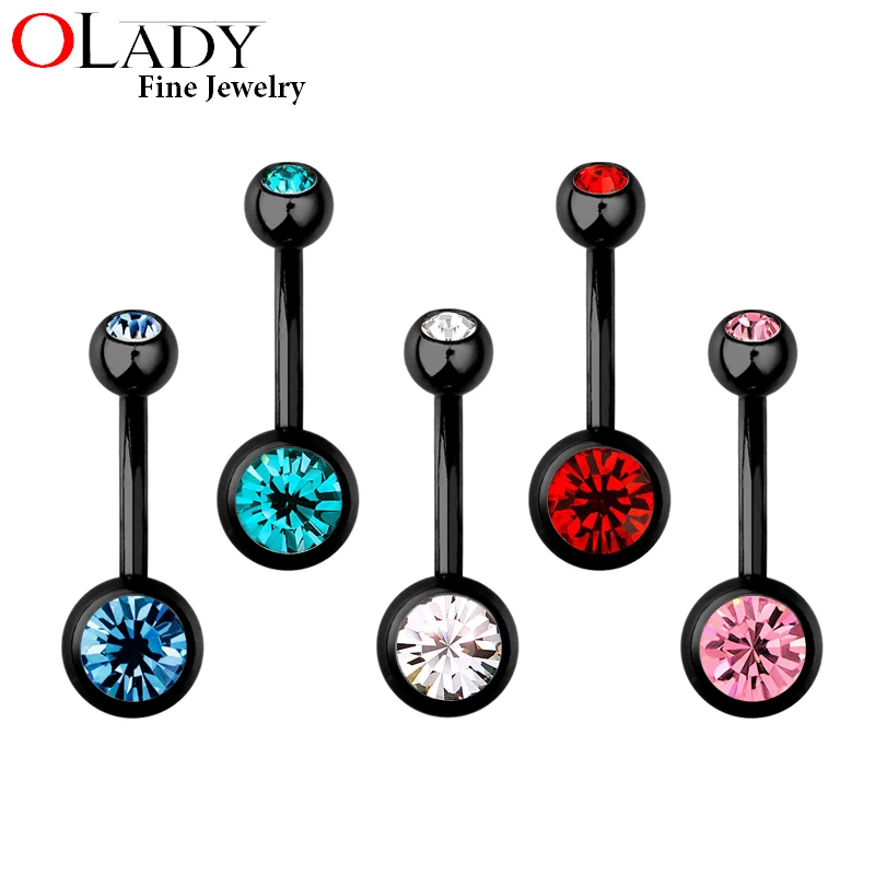 

Black Titanium Navel & Belly Button Rings piercing body jewelry - 16G 1.6MM Ball 5mm and 8mm Lenght 10mm