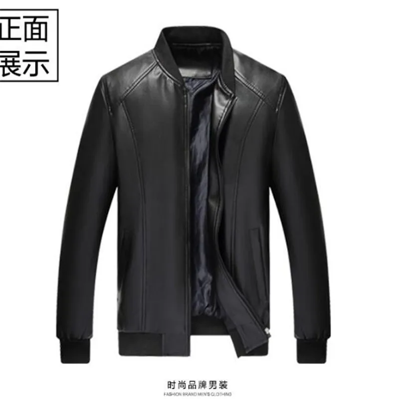 Мужская кожаная куртка, модная брендовая качественная куртка с флисовой подкладкой, мотоциклетная куртка-бомбер, пальто из искусственной кожи, мужская верхняя одежда, зимняя куртка