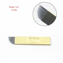 10 Шт./лот 17 Pins Перманентный Макияж Бровей Татуировки Лезвие Microblading Иглы для Ручного Брови Татуировки Ручка
