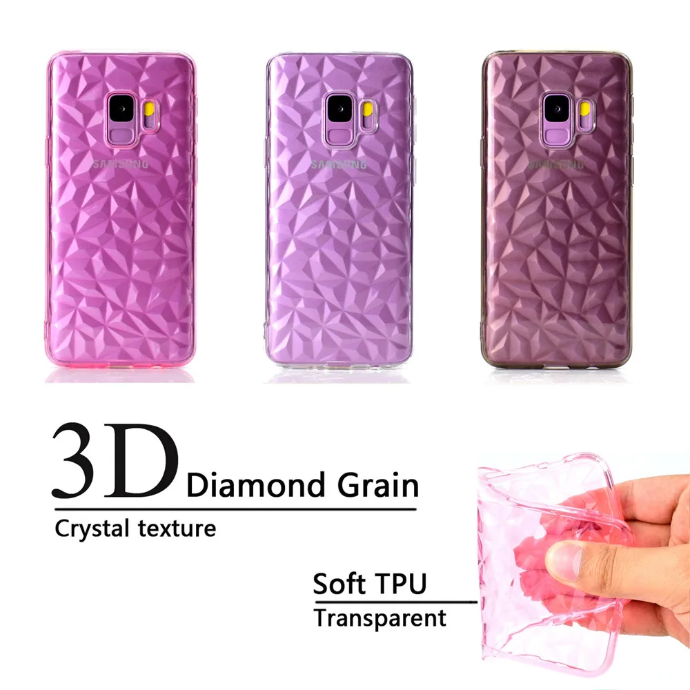 

3D Diamond Grain Crystal Texture Silicone Case for Samsung S9 Note 9 S9 Plus Soft TPU Capa Case