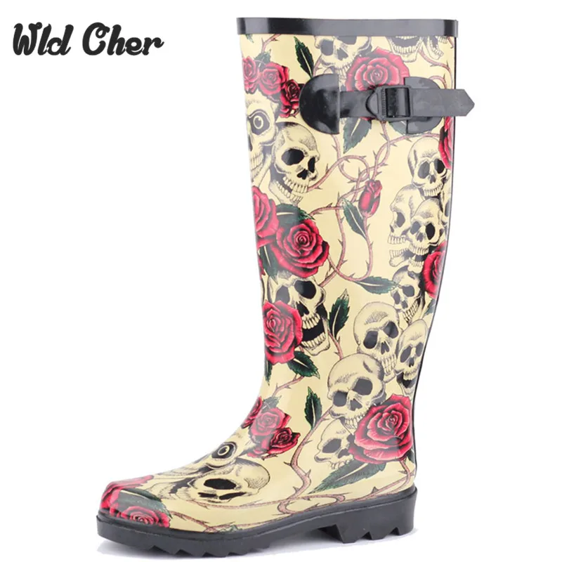 

Charming 2020 High Quality New Arrival Small Flower Print Woman Mid Calf Rainboots Rainshoes Waterproof Rain Boots 38