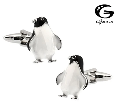 

iGame Penguin Cuff Links Quality Brass Material Black Cute Animal Design Free Shipping