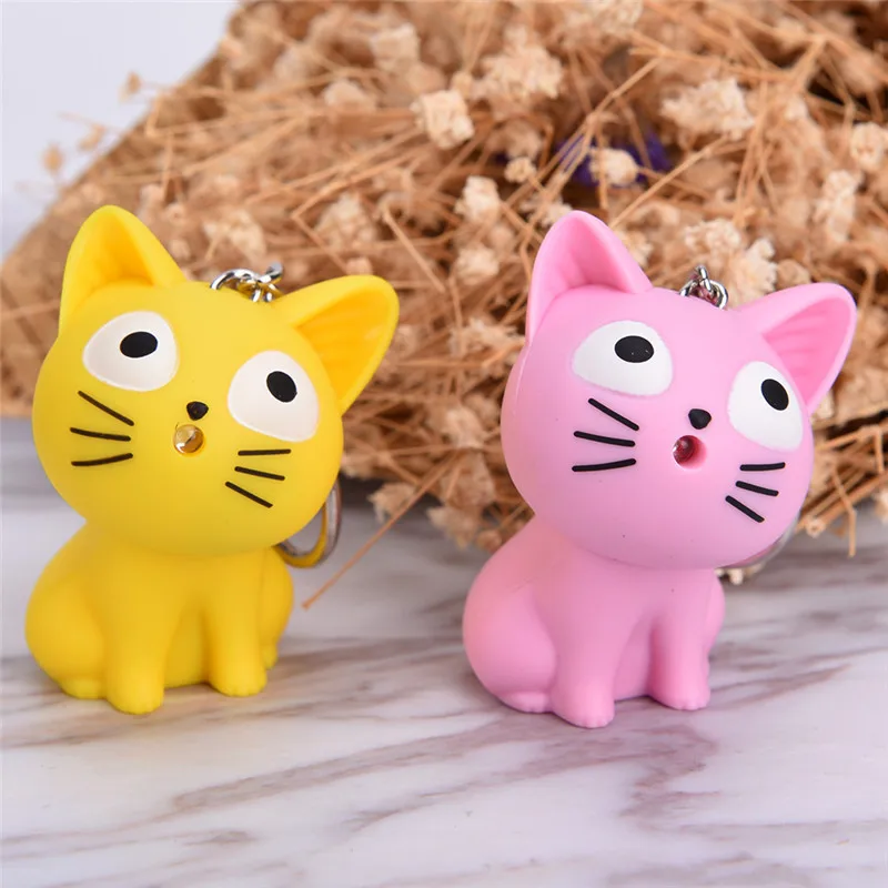 Милый брелок с изображением сыра кота со звуком Мяу kawaii LED детский подарок