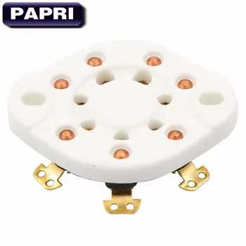 

PAPRI 10PCS Ceramics Vacuum Tube Gold Plated 7Pin Tube Socket Chassis Mount For Audio FU-25 1625 6A6 826 832 Etc