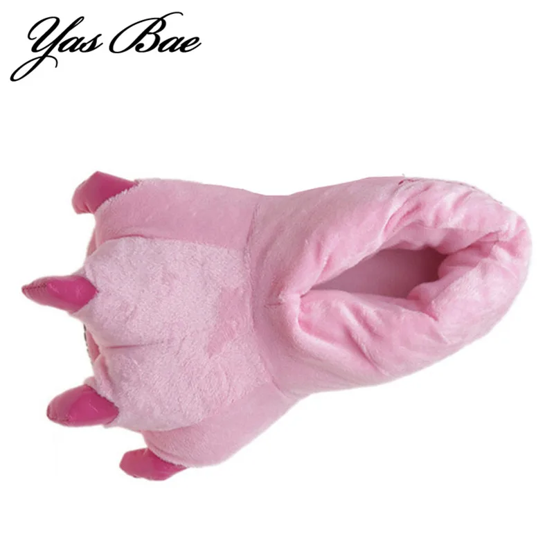 

Funny Cartoon Anime Animal House Padded Dinosaur Paw Bear Claw Monste Slippers for Adult Plush Pantufa Pantoufle chausson Warm