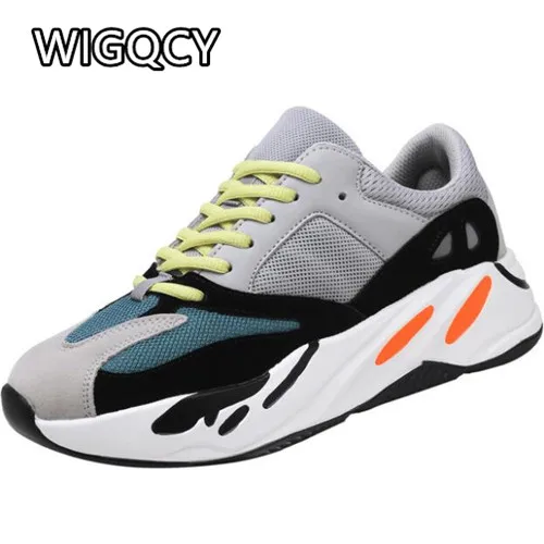 WIGQCY/Новинка года, Всесезонная спортивная обувь для пары, модная обувь в стиле «Старый тренд», удобная обувь на толстой подошве, большие размеры, Y176 - Цвет: gray black