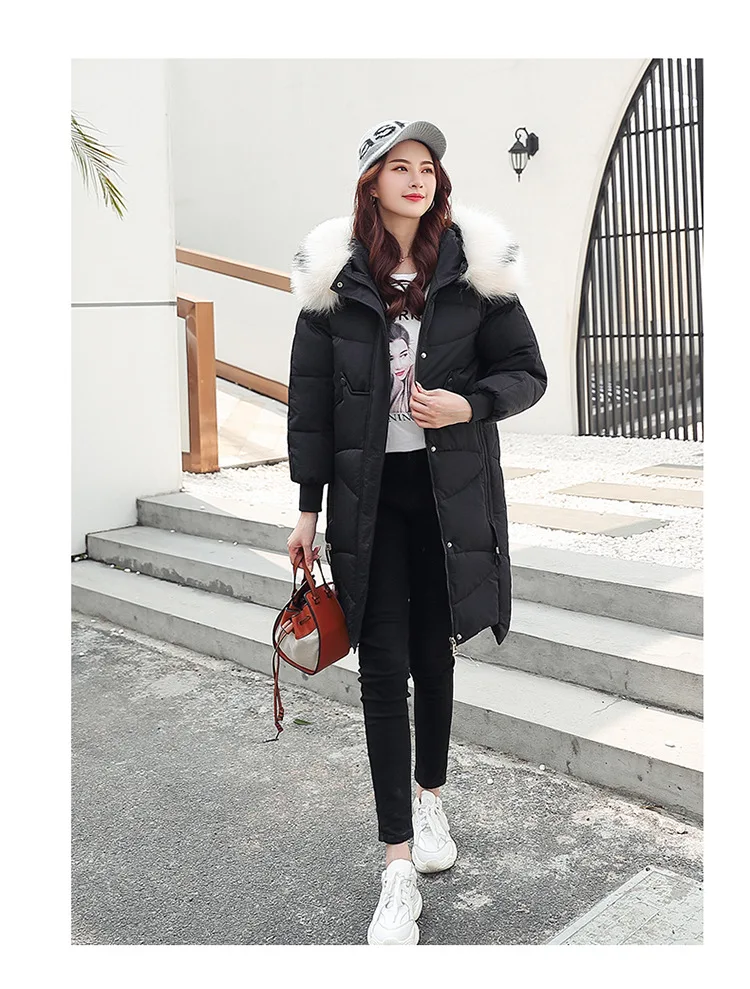 Thick Jacket Big fur collar Women's New Korean Version Big Fur Collar Medium-long Knee Size Thickened Jacket 1961