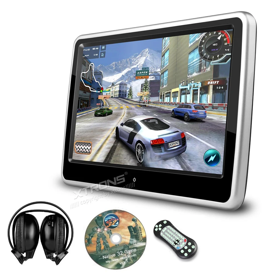 10.1" Auto Portable Monitor Car Headrest DVD Player 1024*600 Ultra thin
