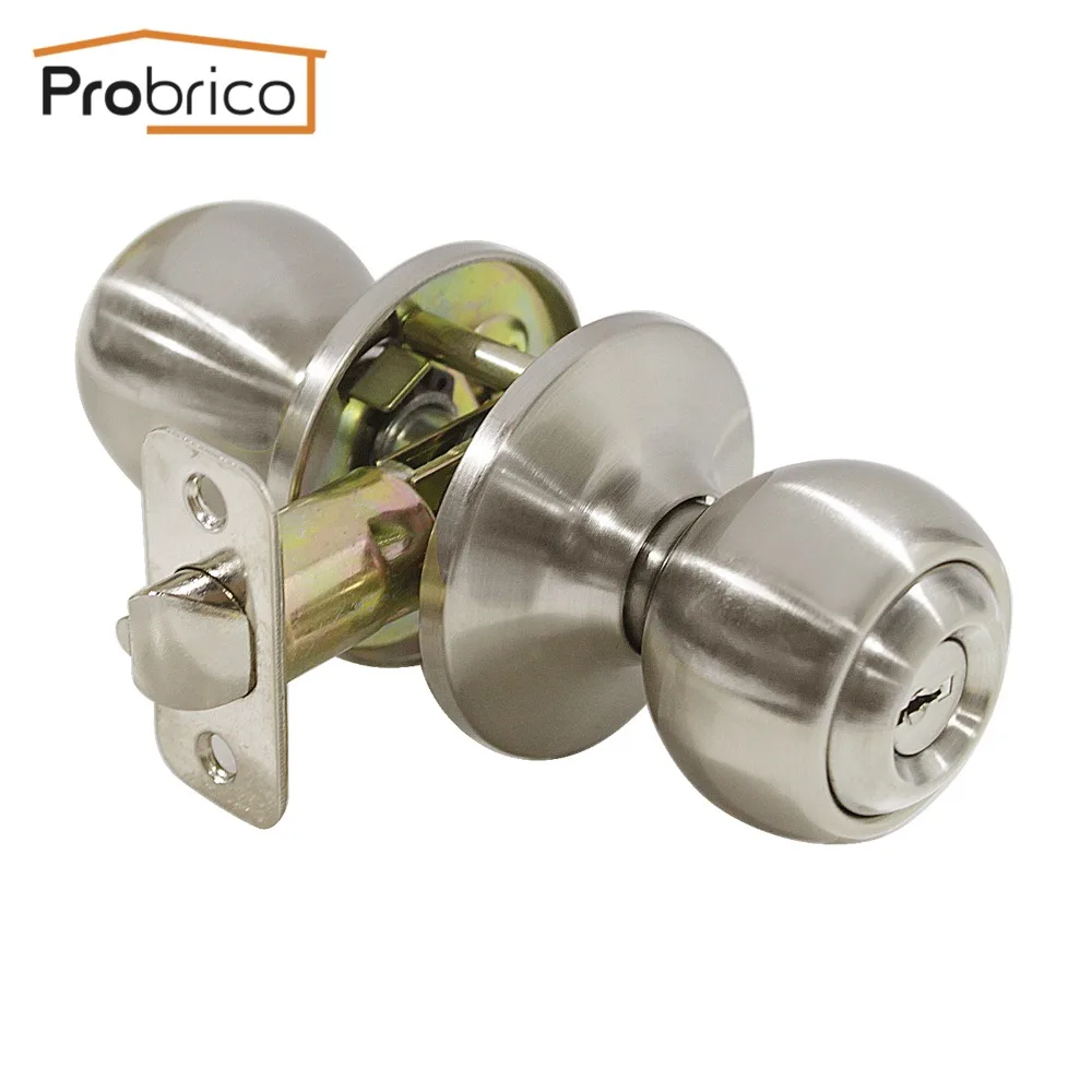 

Probrico Stainless Steel Safe Lock Security Door Lock With Key Satin Nickel Door Handles Entrance Locker DL5763SNET