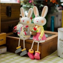 AIBEI-Large Resin MF Rabbit 2PCS/SET Cute LOVE long-eared Rabbit Figurine dolls Birthday Gifts Wedding Decoration