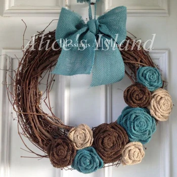 

20pcs/lot 10 colors Handmade Burlap fabric Roses Shabby Chic Flowers Natural color Rustic Wedding Decoration Crafts