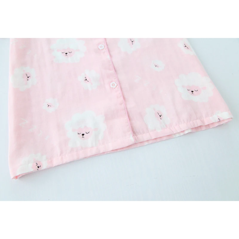 KISBINI мода лето осень женские пижамы наборы мультфильм овец розовый синий короткий рукав+ брюки хлопок ночная рубашка 1 комплект