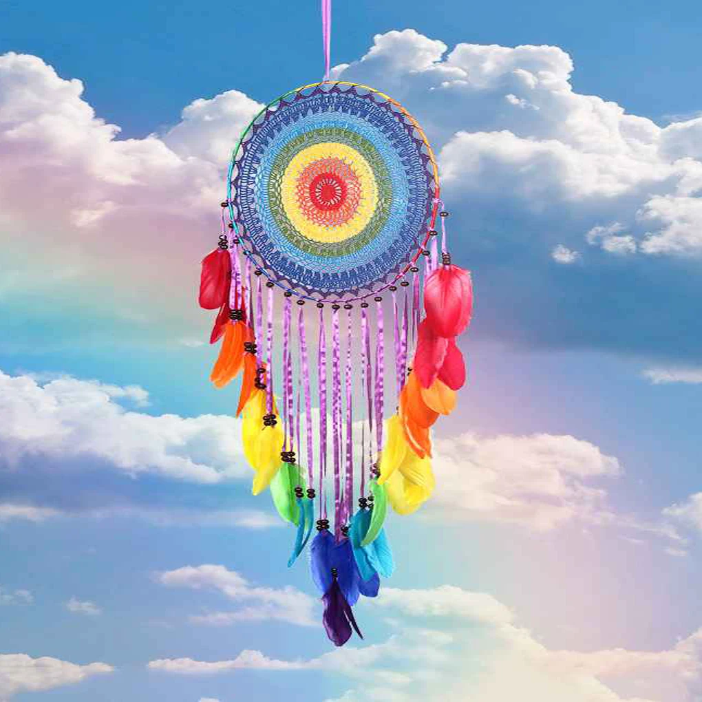 

New Feather Crafts Dream Catcher Wind Chimes Handmade Dreamcatcher Net With Feather Beads for Wall Hanging Car Home Decor
